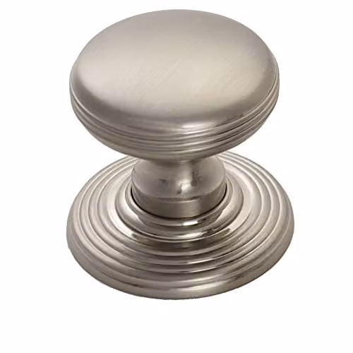 Loops 2 Pack Smooth Ringed Cupboard Door Knobs in Brushed Silver, 28mm Diameter – 2