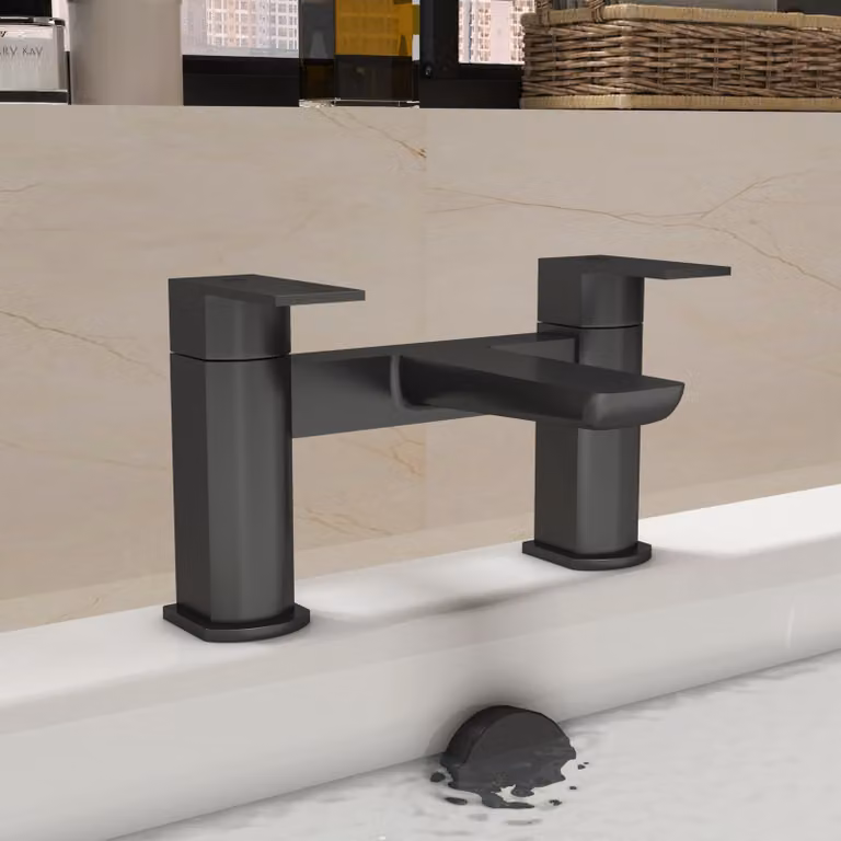Muro Matt Black Single Lever Deck Mounted Bath Filler Tap