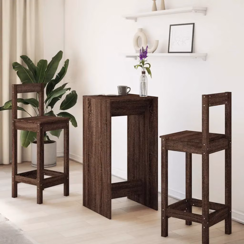 Berkfield Home Bar Table in Brown Oak, W/D/H: 51 x 50 x 103.5 cm – 3