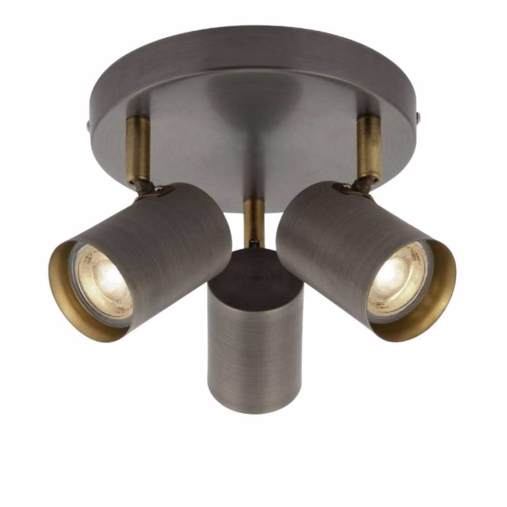 Pagazzi Hereford 3 Light LED Flush Ceiling Spotlight in Grey and Antique Brass – 2