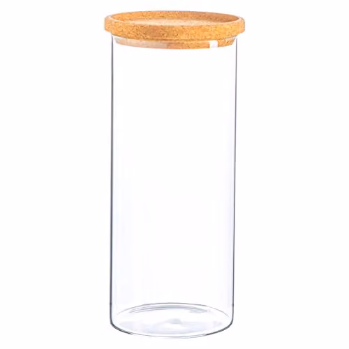 Argon Tableware Scandi Glass Storage Jar with Cork Lid in Transparent, 2 Litre – 1