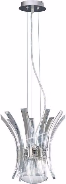Sinclair 4 Light Suspended Ceiling Pendant in Polished Chrome with Grey Crystal Glass