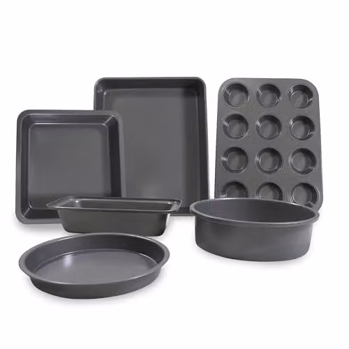 Carter & Clay 6 Piece Non-Stick Rectangular Steel Baking Set in Silver and Grey – 1