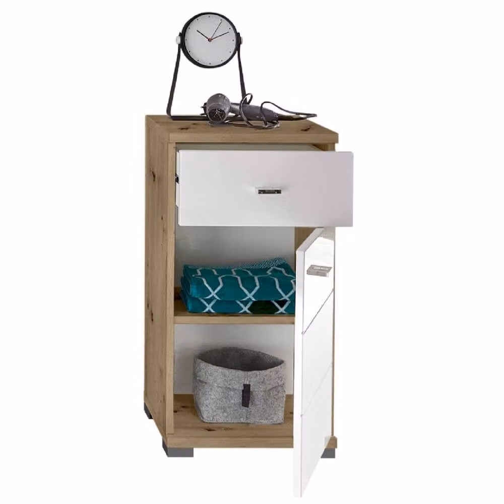 Cheshire Premium Cove White Modern Freestanding Bathroom Storage Cabinet with Hinged Doors and Internal Shelves – 2
