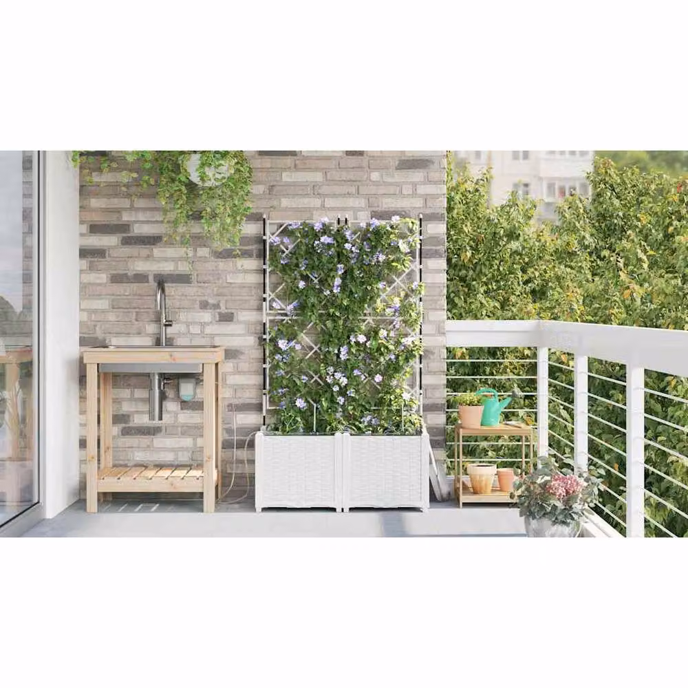 Berkfield Home Garden Planter Set with Water Irrigation System, 2 Pieces, White – 3
