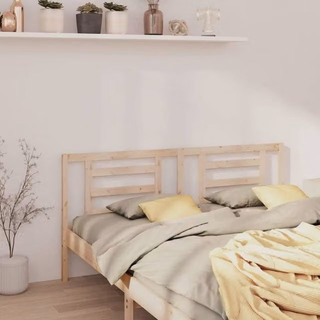 Berkfield Home Beautiful Bed Headboard in Solid Pine Wood, Beige, W/D/H: 166 x 4 x 100 cm