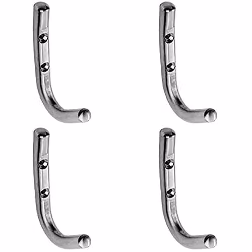 Loops 4 Pack Slimline One Piece Wall Mounted Coat Hook in Bright Stainless Steel