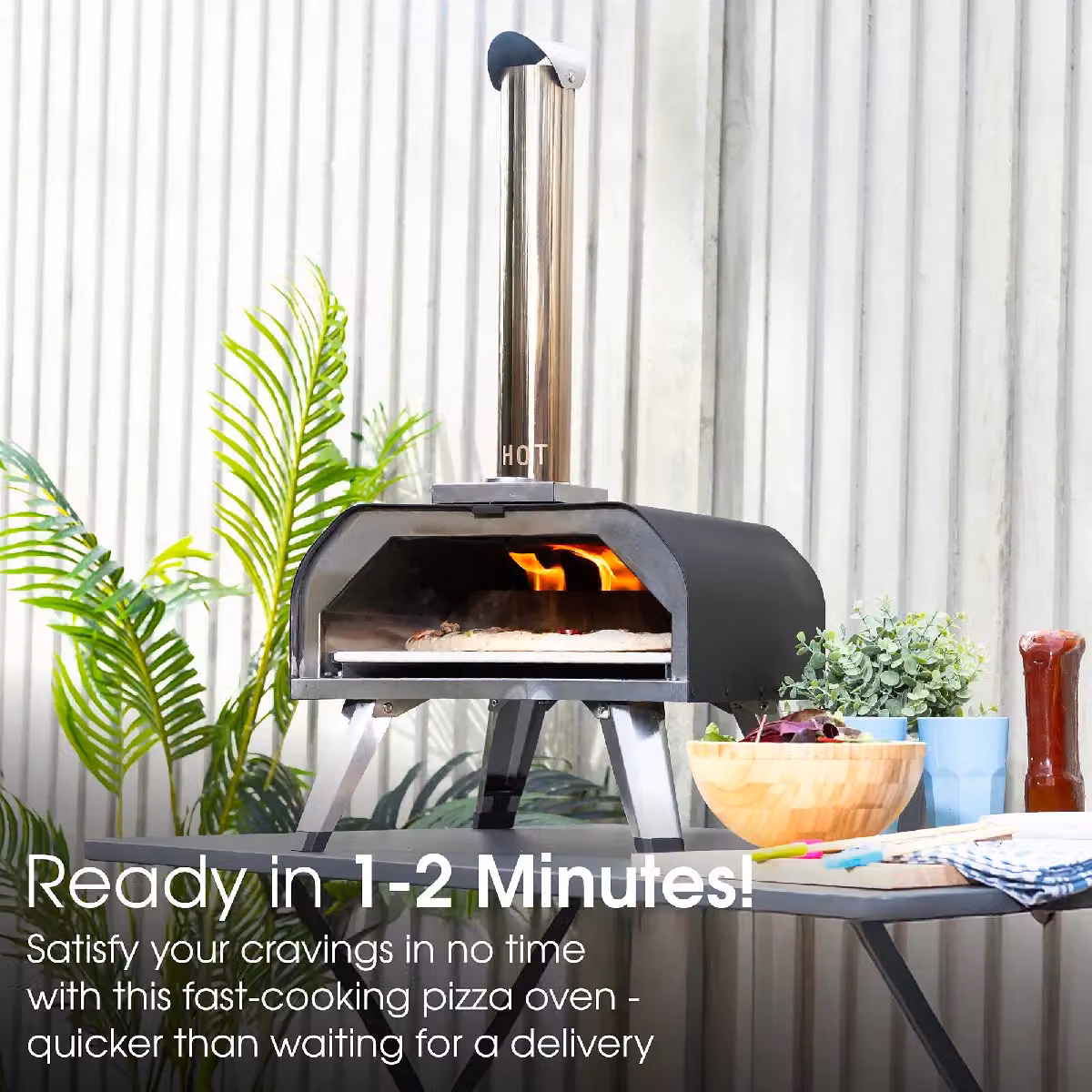 Abode Portable 13 Inch Wood Pellet Pizza Oven and Smoker in Black with Cover and Thermometer – 6