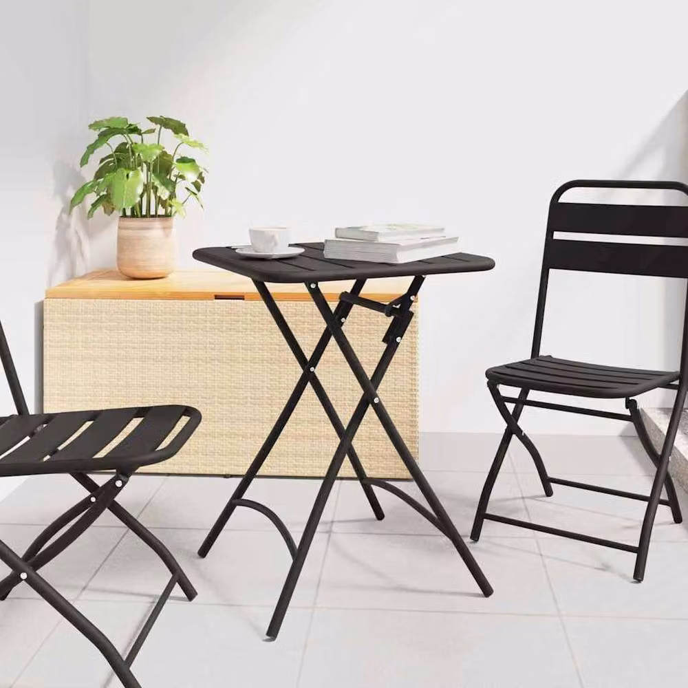 Berkfield Home Modern Foldable Garden Table in Anthracite Steel, W/D/H: 55 x 55 x 73 cm – 2