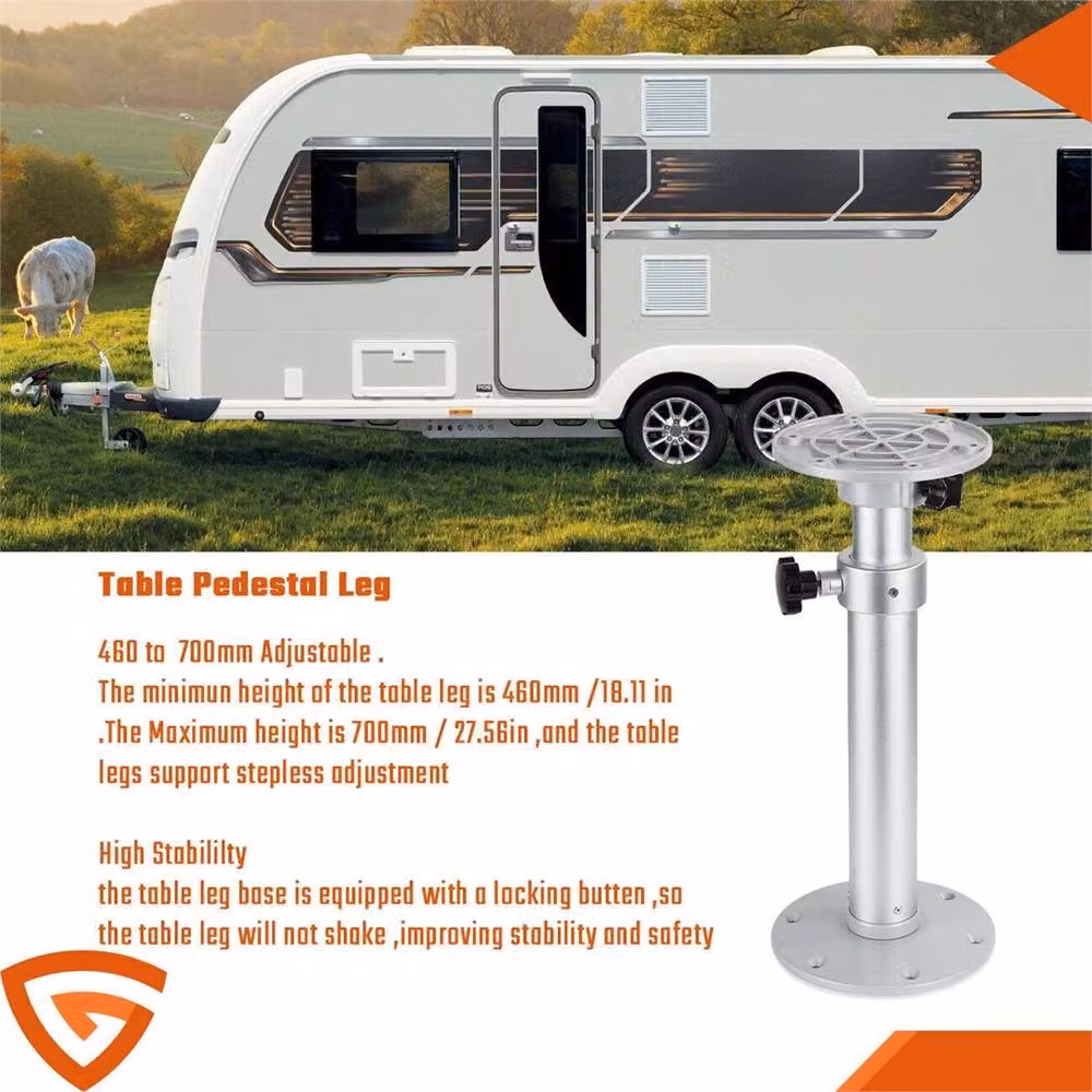 Nordara Silver Aluminium Telescopic Table Leg Pedestal for Campervans and Caravans – 4