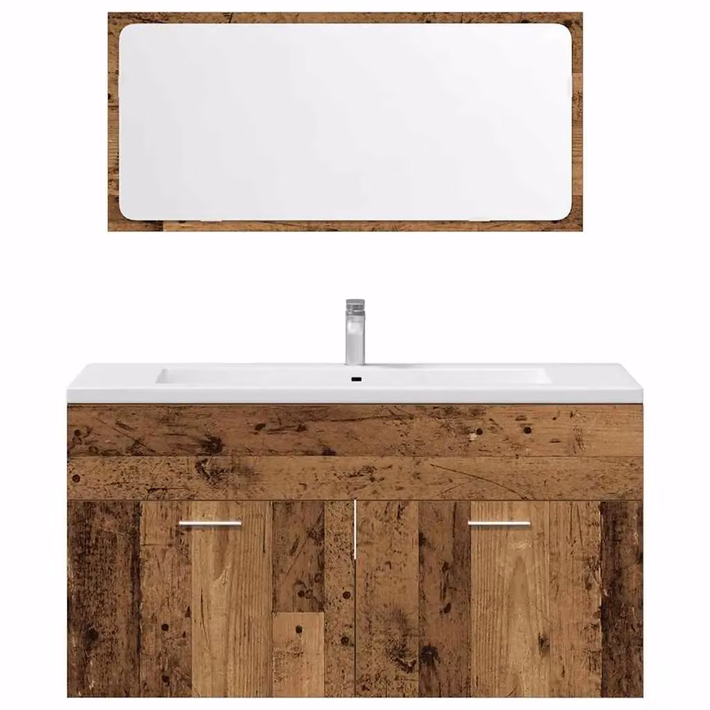Berkfield Home 3 Piece Rustic Brown Bathroom Furniture Set in Engineered Wood – 3
