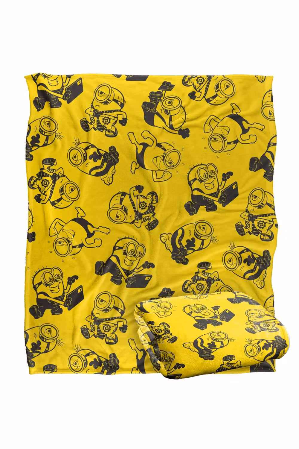 NBCU Minions Yellow Outline Pattern Super Soft Throw Blanket, Multicolour, W: 152 cm, D: 127 cm – 2