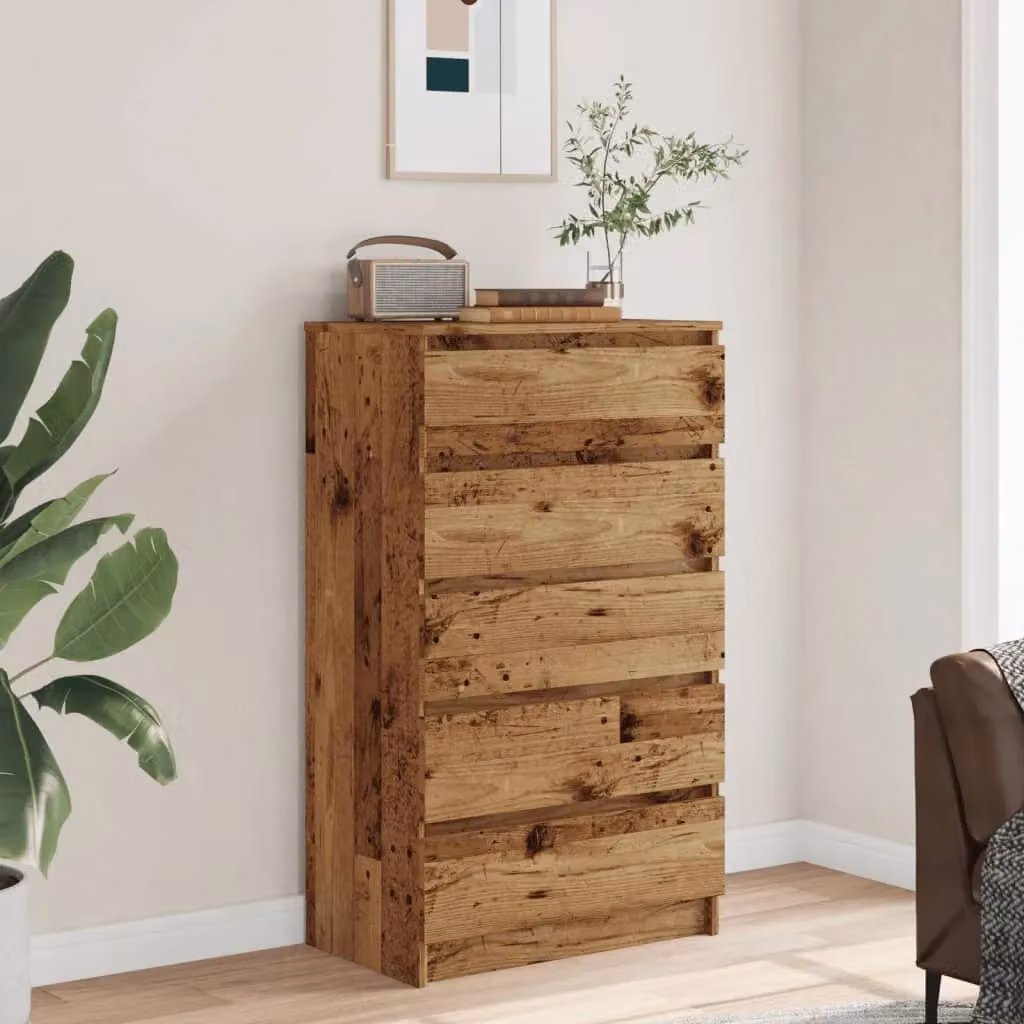 Berkfield Home Drawer Cabinet in Old Wood Brown, W/D/H: 60 x 36 x 103 cm – 3