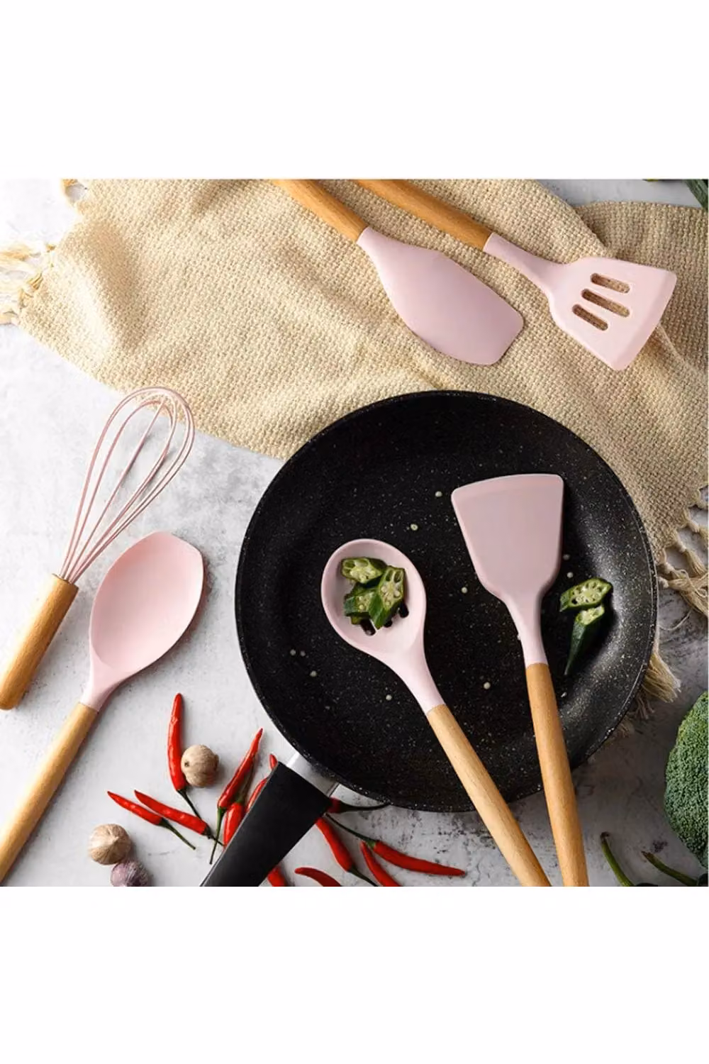 Livingandhome 11-piece Pink Silicone Kitchen Utensil Set for Nonstick Cookware – 2