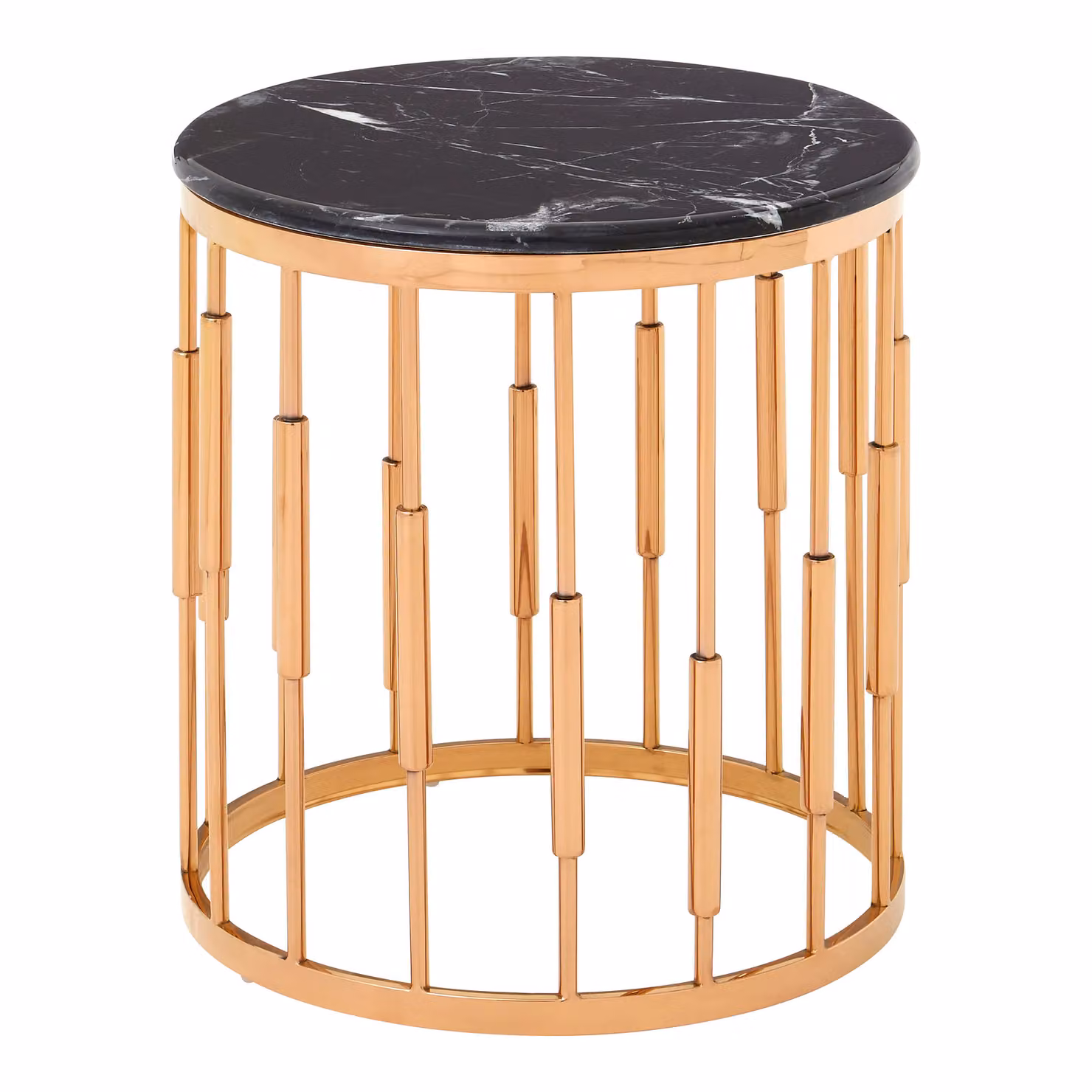Interiors by Premier Orsina Round Marble and Metal Side Table in Gold, W/D/H: 50 x 50 x 55 cm – 3