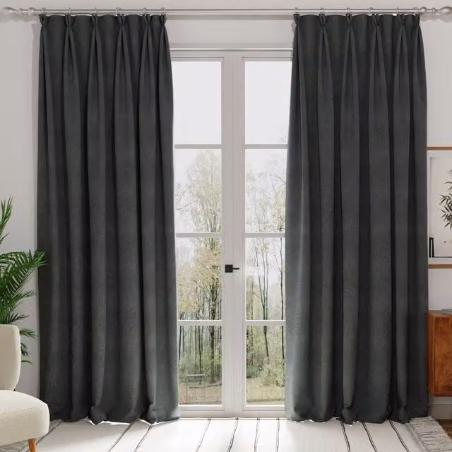 Terrys Elvira Made to Measure Blackout Fabric Curtain Panel in Grey and Black