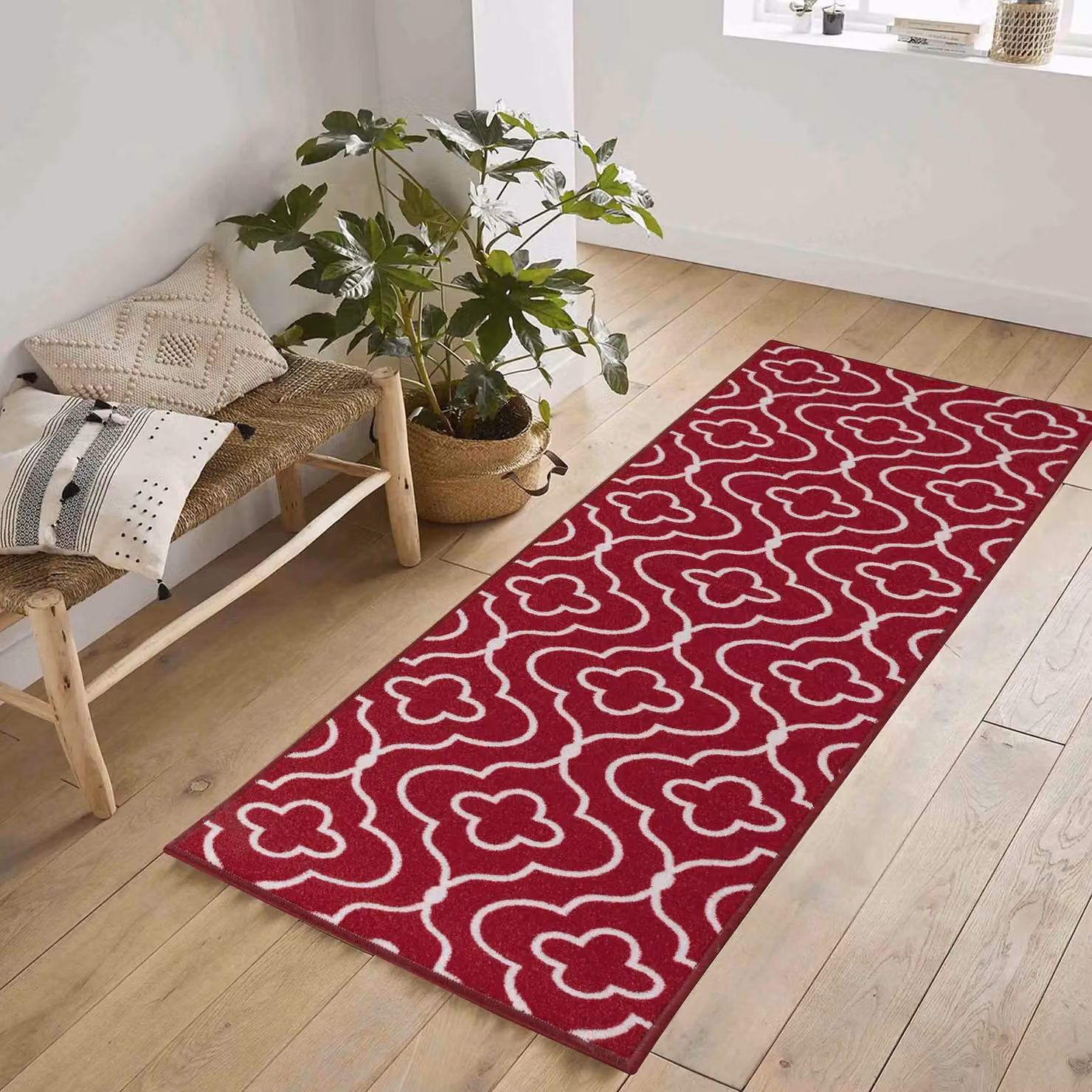 Desire Rugs Red Quatrefoil Non-Slip Machine Washable Doormat, W: 67 cm, D: 120 cm – 4