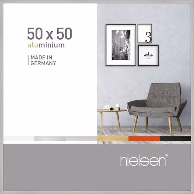 Nielsen Design Pixel Minimalist Square Picture Frame, Silver, W/H: 50 x 50 cm