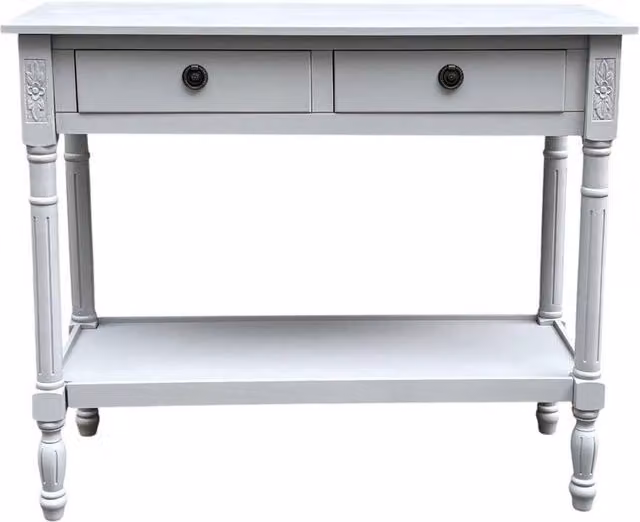 Minster 2 Drawer Side Table, Grey, W: 78 cm, D: 35 cm, H: 90 cm