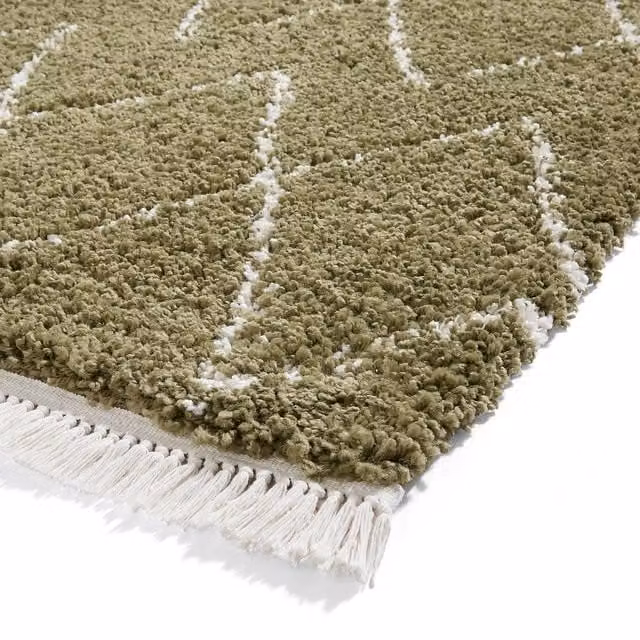 Terrys Boho 8280 Moroccan Shaggy Runner Rug, Green, W: 60 cm, L: 230 cm