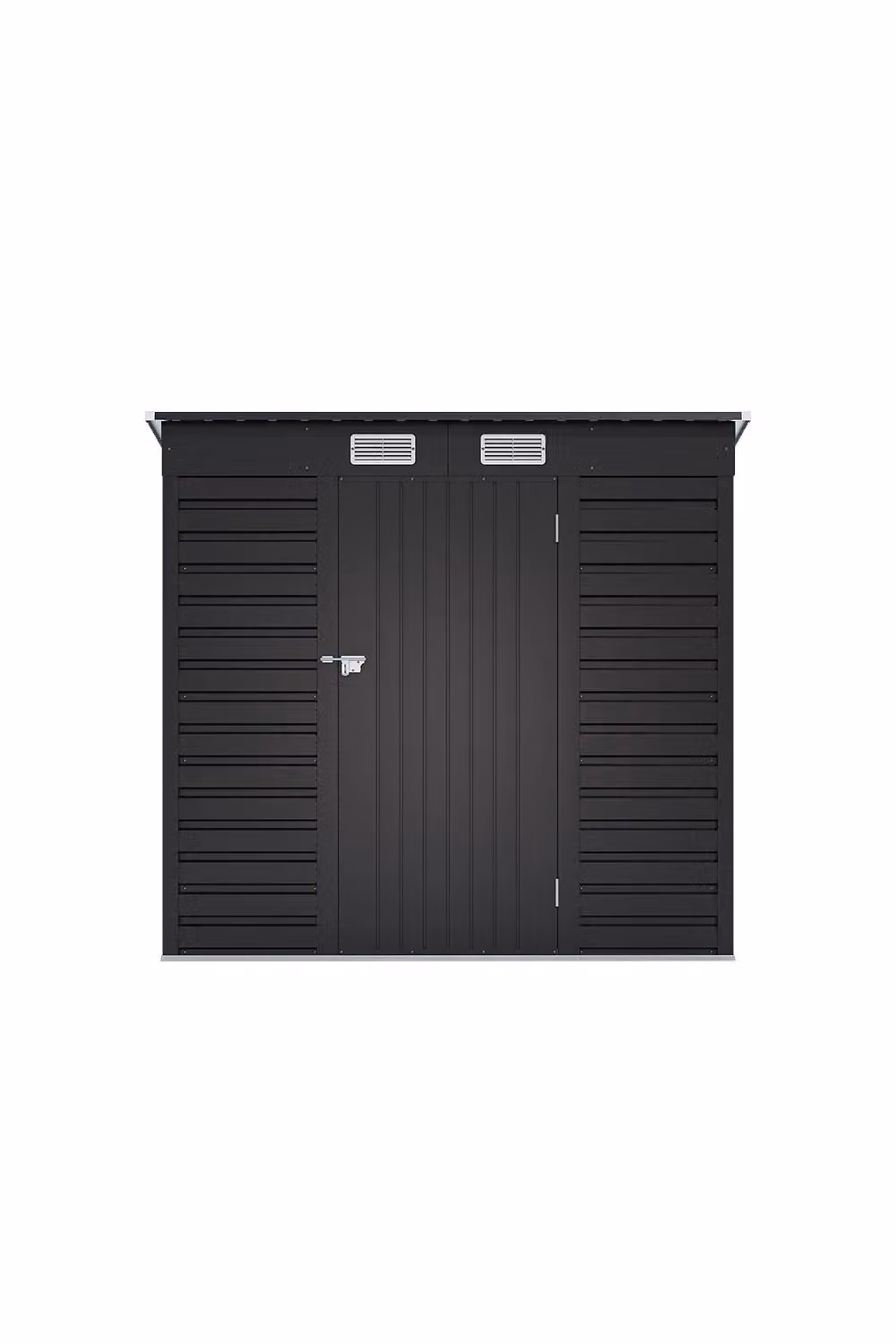 Living and Home Pent Outdoor Storage Shed in Black Galvanised Steel, W/D/H: 191.2 x 130.2 x 183.5 cm – 3