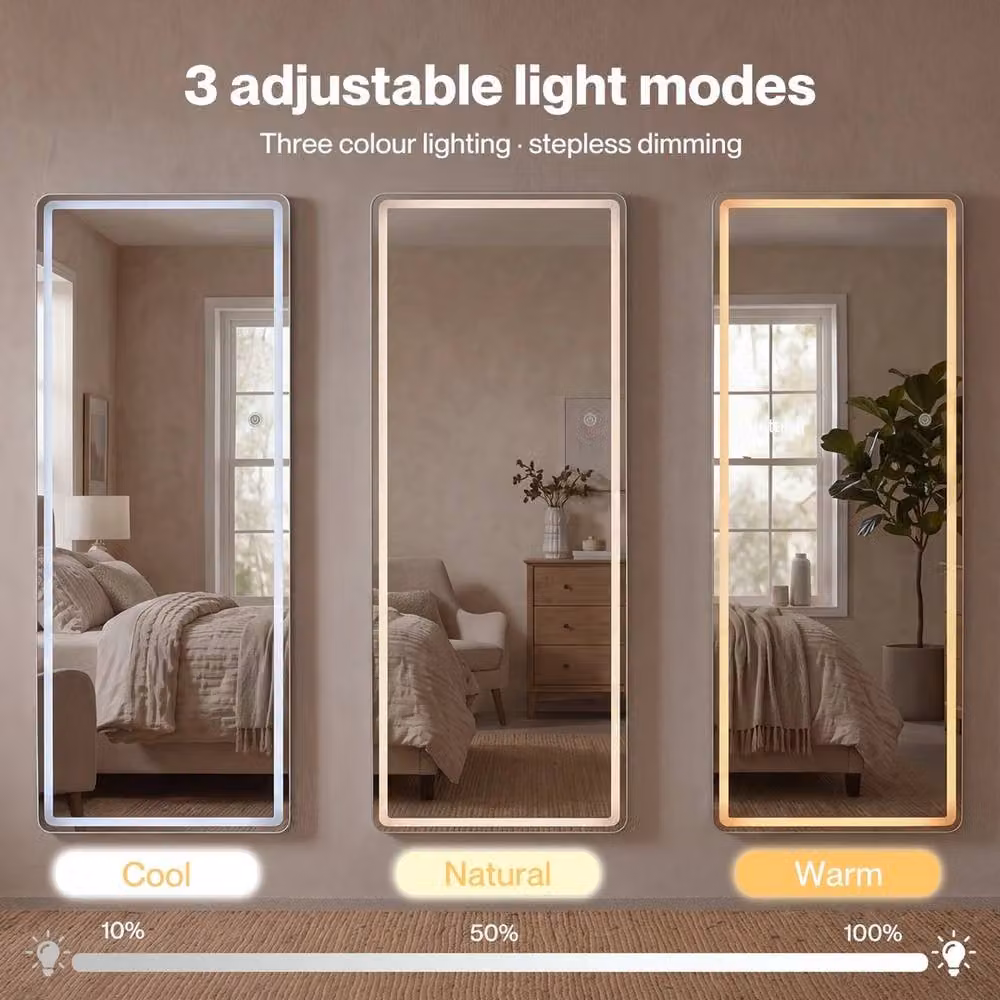 VOGREX LED Full Length Dressing Mirror in White, H 165 x W 60 x D 60 cm – 2