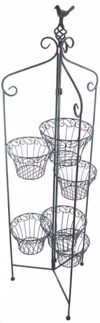 Ascalon Design Ltd Folding 6 Pot Holder in Antique Blue, W: 41 cm, D: 41 cm, H: 143 cm