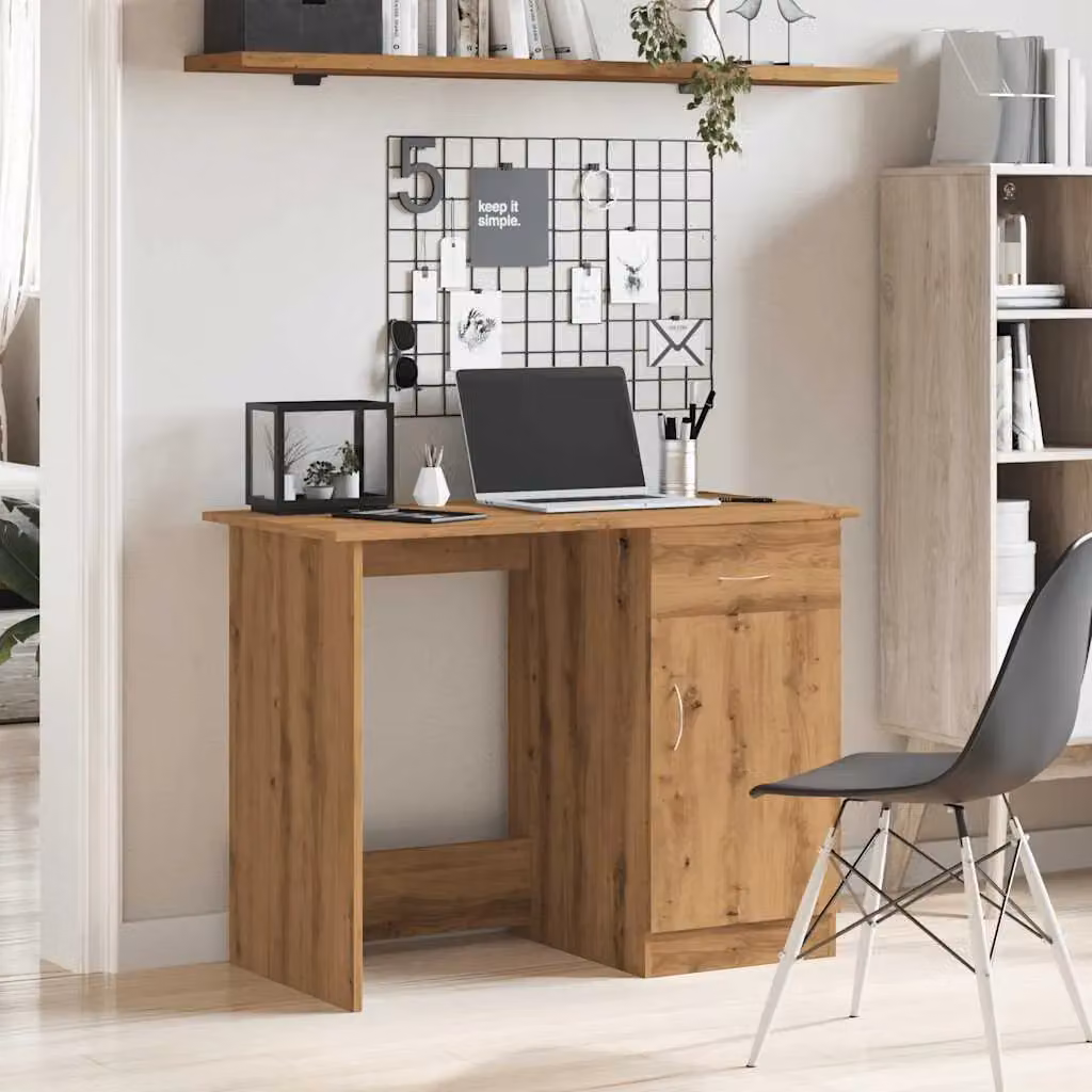 Berkfield Artisan Oak Writing Desk in Brown, W/D/H: 100 x 50 x 76 cm – 2