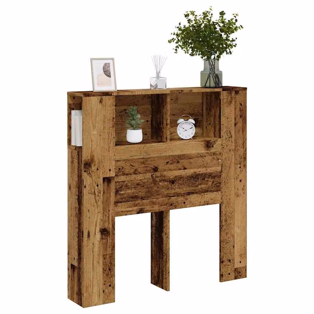 Berkfield Home Headboard Cabinet in Brown Old Wood, W/D/H: 100 x 19 x 104.5 cm – 2