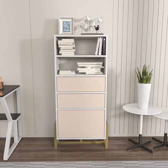 Decorotika Utopia Bookshelf in White and Beige