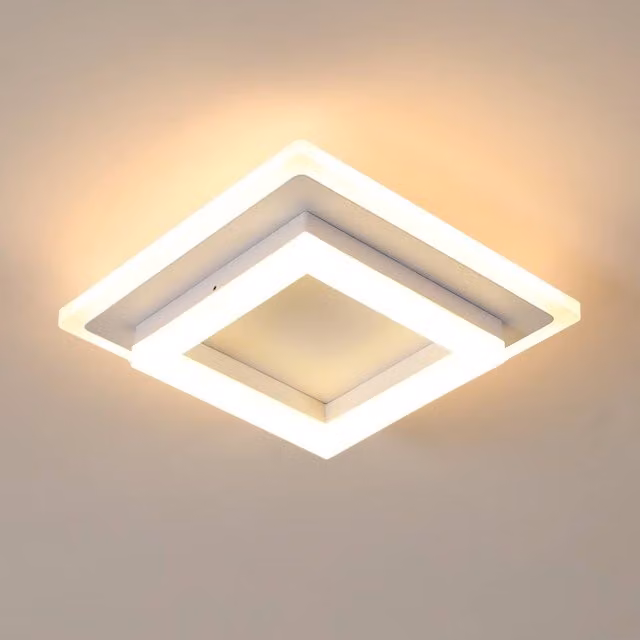 Pheashine Modern Square LED Ceiling Light, Warm White 3000K, White, W/D/H: 20 x 20 x 20 cm