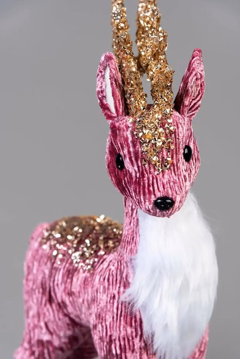 Shatchi Pink Reindeer Christmas Tabletop Figurine, Height: 35 cm