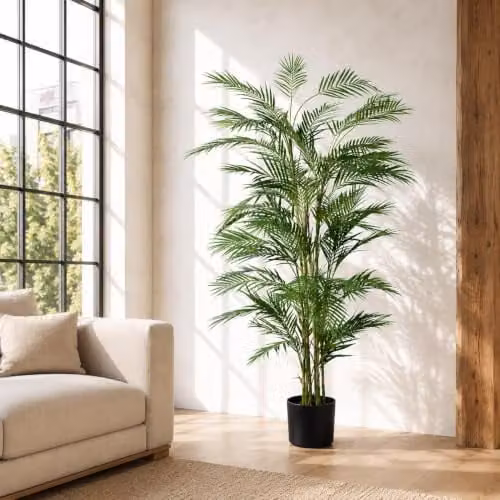 Leaf UK Large Artificial Areca Palm Tree, Green, Height: 180 cm