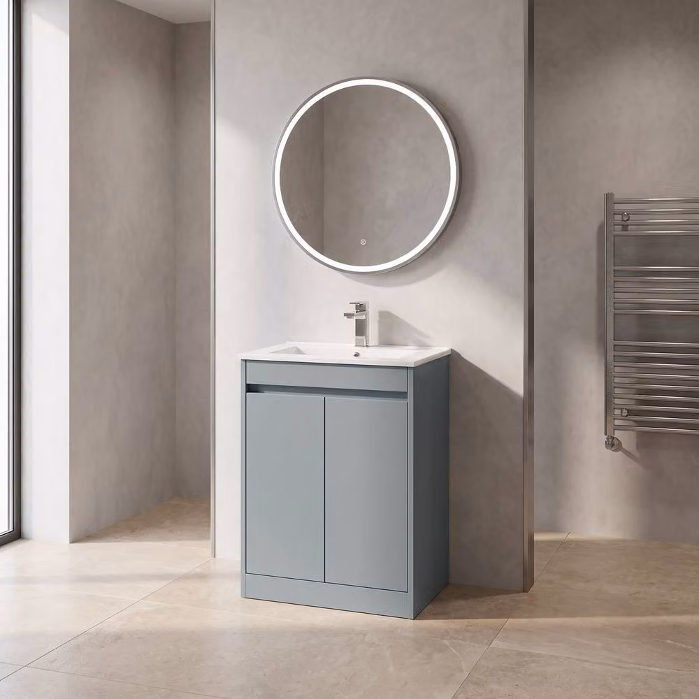 Balterley Modern 2 Door Freestanding Bathroom Vanity Unit with Basin in Coastal Grey, W/D/H: 60 x 39.5 x 83.5 cm – 4