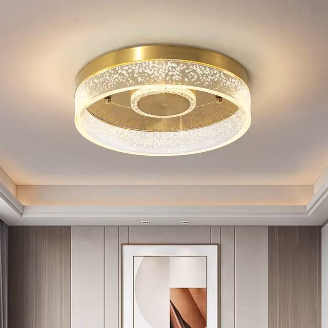 Garwarm 2-Light LED Round Flush Mount Ceiling Light in Gold/Brass, Diameter: 30 cm – 1