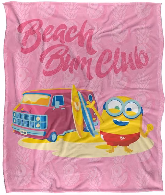 Universal Minions Beach Bum Bob Super Soft Throw Blanket, Multicolour, W: 152 cm, D: 127 cm