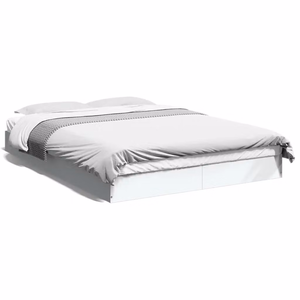 Berkfield Home Modern Bed Frame in White, Engineered Wood, W/D/H: 140 x 200 cm – 2