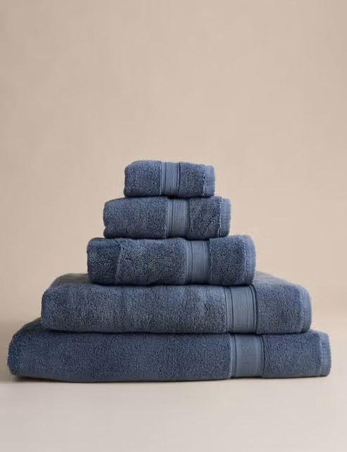 M&S Super Soft Pure Cotton Terry Towel in Blue
