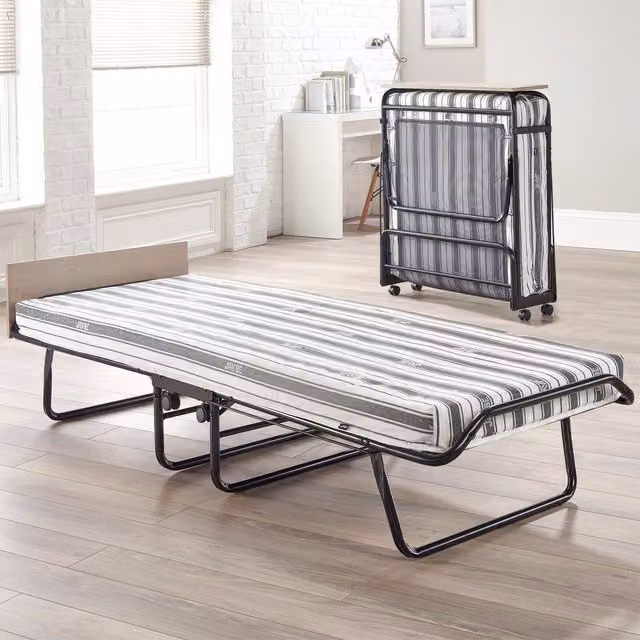 Jay-Be Supreme Automatic Folding Bed with Comfort Mattress in Black and Grey