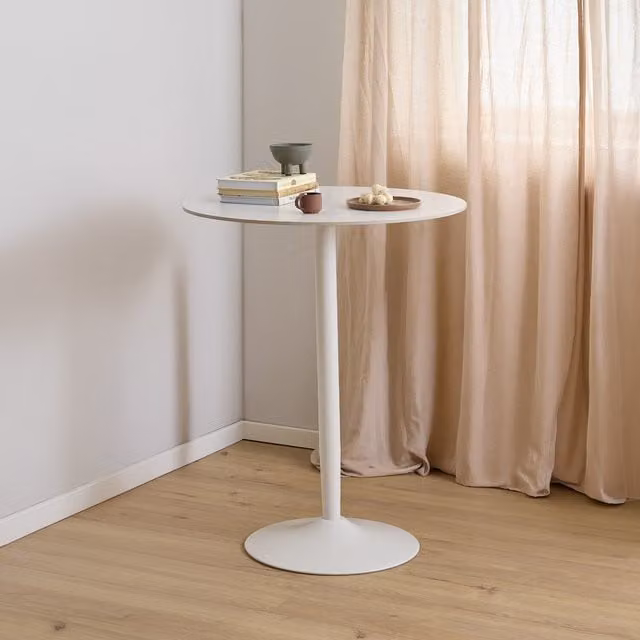 Furniture To Go Malta Ceramic Round Bar Table in White