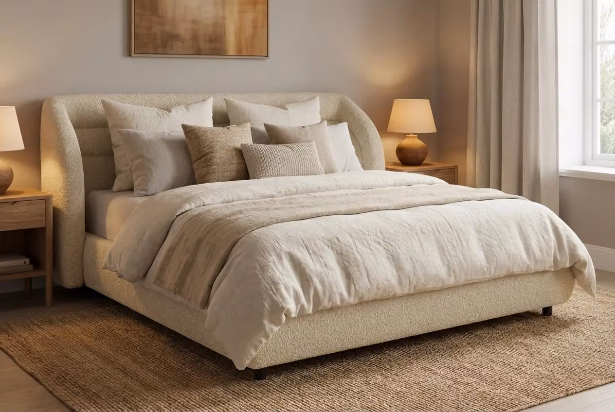 Araco Atelier Drift Upholstered Bed in Beige
