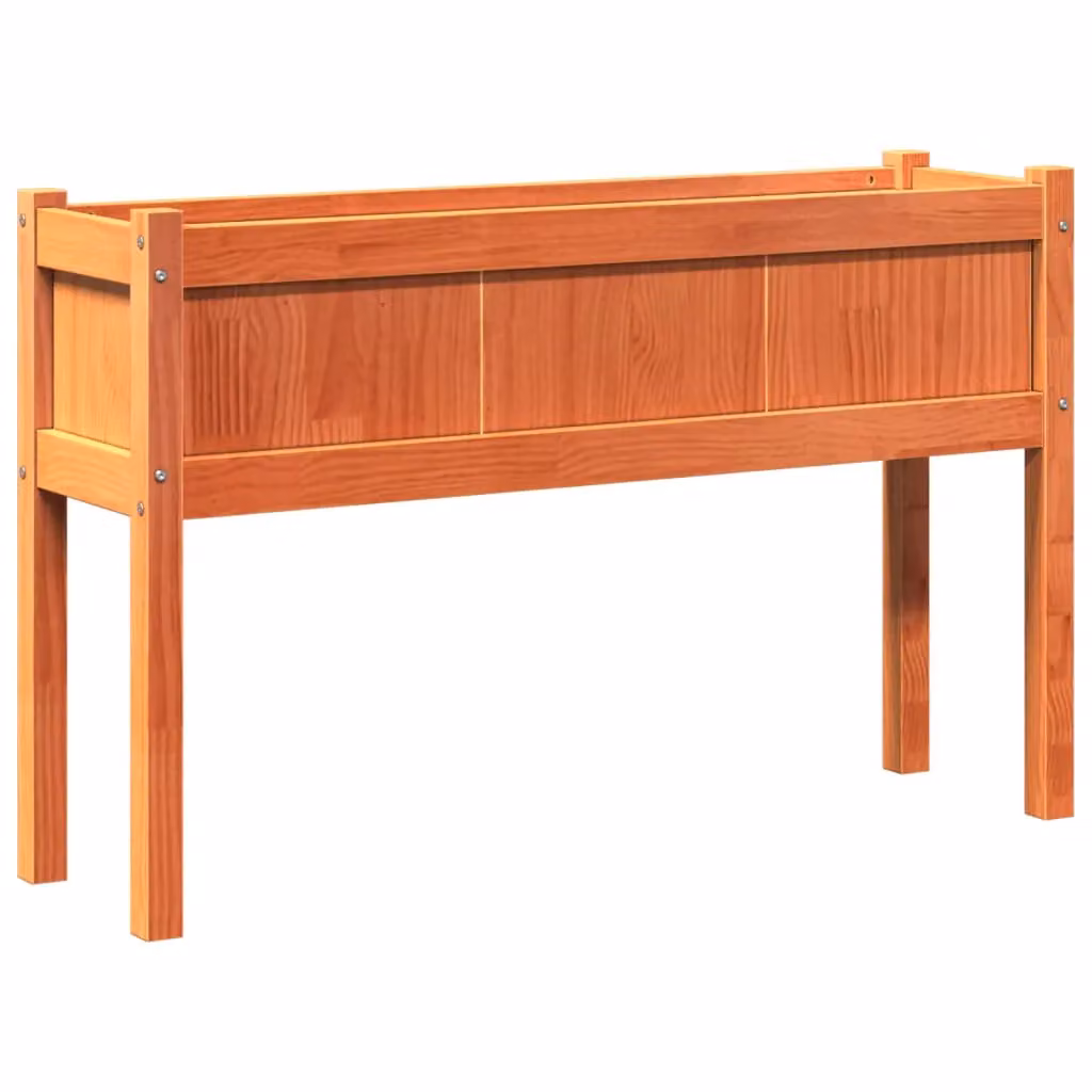 Berkfield Home Waxed Brown Rustic Pine Wooden Raised Garden Planter W/D/H: 110 x 31 x 70 cm – 2