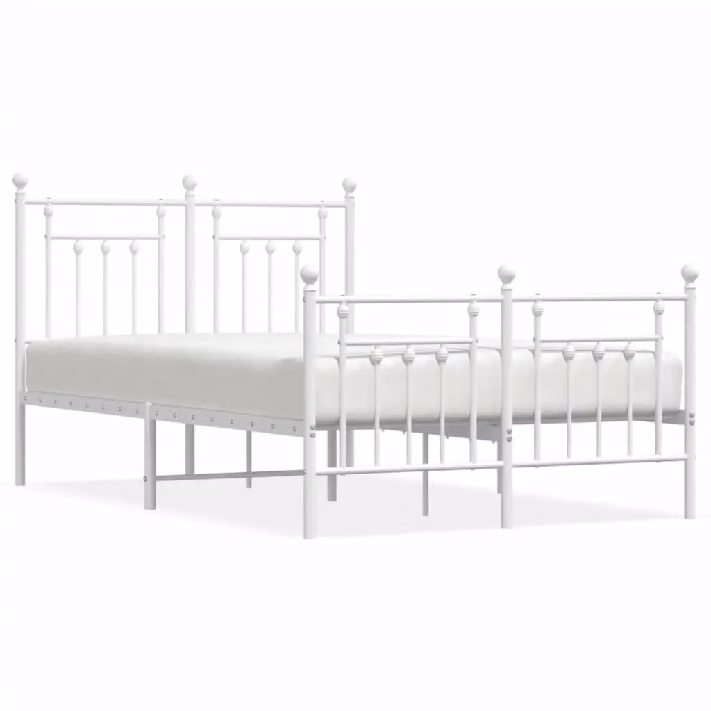 Berkfield Home Metal Bed Frame with Headboard and Footboard in White, W/D/H: 120 x 200 cm – 2