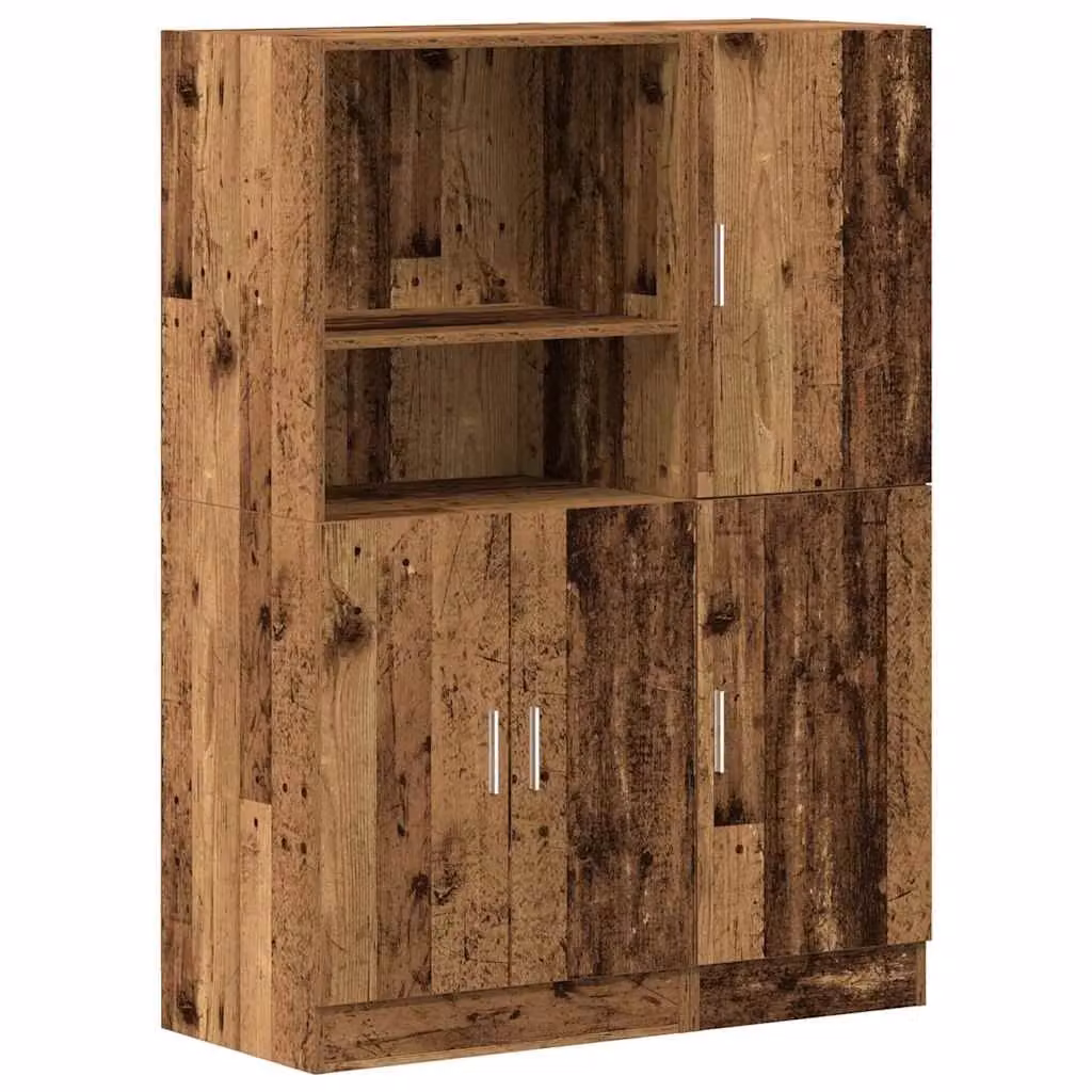 Berkfield Home 2 Piece Rustic Brown Wall Mounted Kitchen Cabinet Set with Hinged Doors and Internal Shelves – 2