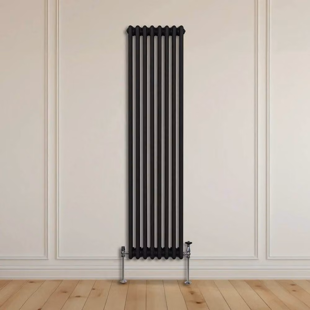 Monstershop Traditional 3 Column Steel Radiator, Black, H: 180 cm, W: 38 cm, D: 10 cm – 8