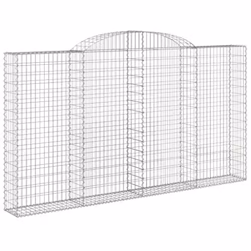 vidaXL Set of 5 Arched Gabion Baskets in Silver Galvanised Steel, W: 300 cm, D: 30 cm, H: 160/180 cm