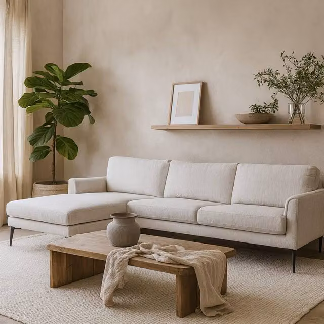 Wyld Haus Nashville Minimalist White Three Seater L-Shape Sofa Chaise with Black Metal Legs – 1