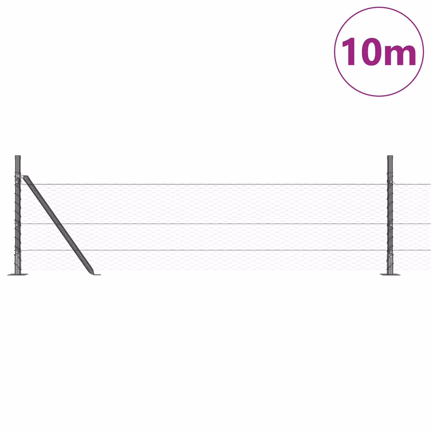 Berkfield Home Grey Galvanised Steel Hexagon Fence, H: 0.5 m x W: 10 m – 3