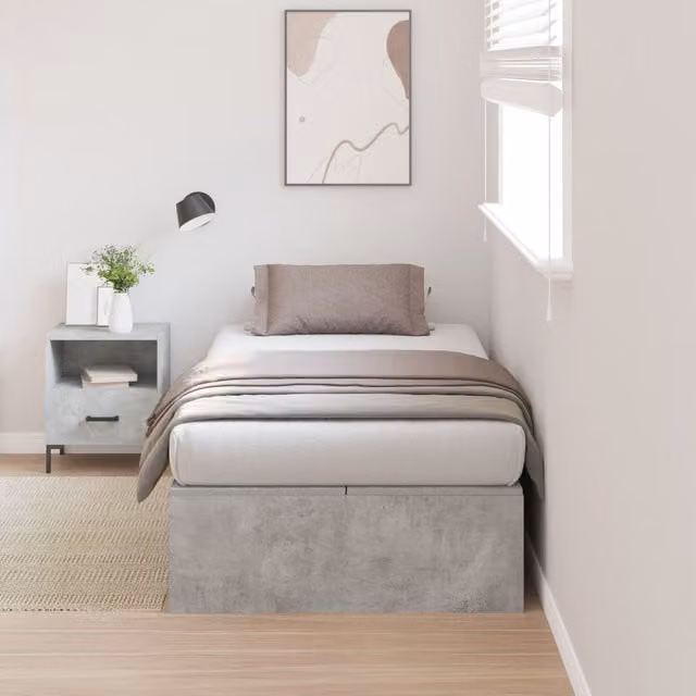 Berkfield Home Modern Single Bed Frame with Lift Up Base in Concrete Grey, W/D/H: 80 x 200 cm – 1