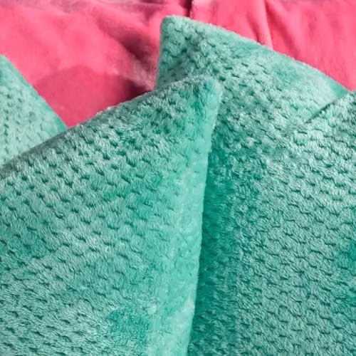OHS Set of 2 Waffle Fleece Square Cushion Covers, Green, W/D/H: 45 x 45 x 45 cm – 3